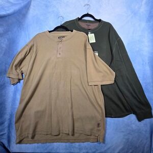 2 Pack Guide Series Gander Mountain Henley Shirts 2XLT Olive Tan Waffle Knit